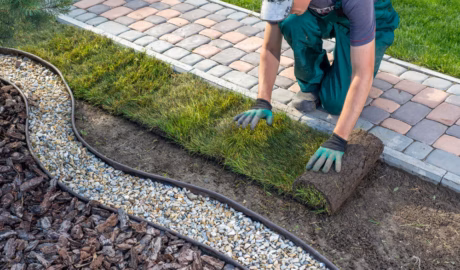 Residential landscaping with fresh mulch beds, trimmed shrubs, and curb appeal enhancement in Northeast Ohio