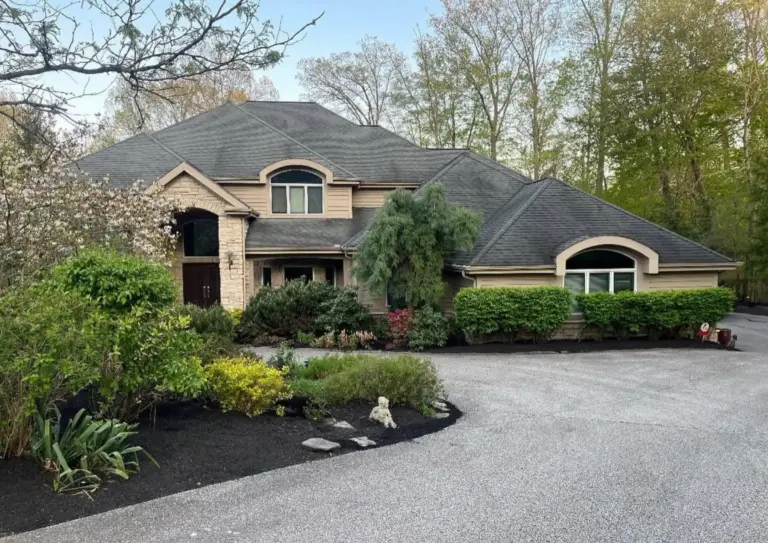 Large newer estate home surrounded by mature woodland in Hunting Valley, Ohio