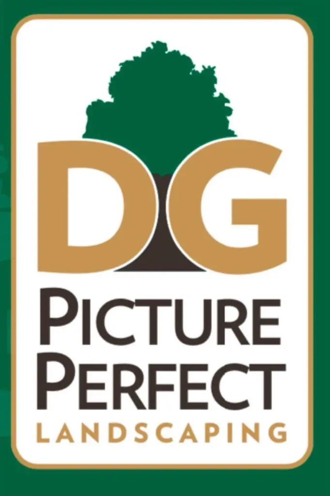 DG Picture Perfect Landscaping logo featuring a tree icon, serving Cuyahoga and Geauga Counties, Ohio